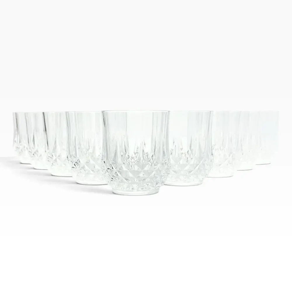 Cristal d’Arques “Longchamp” 9 Crystal Old Fashioned Tumbler Glasses 3.75” 10oz
